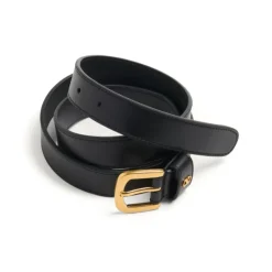Ceinture en Cuir Noir avec Logo