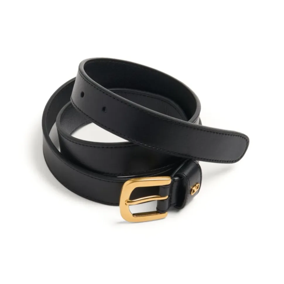 Ceinture en Cuir Noir avec Logo