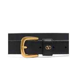Ceinture en Cuir Noir avec Logo