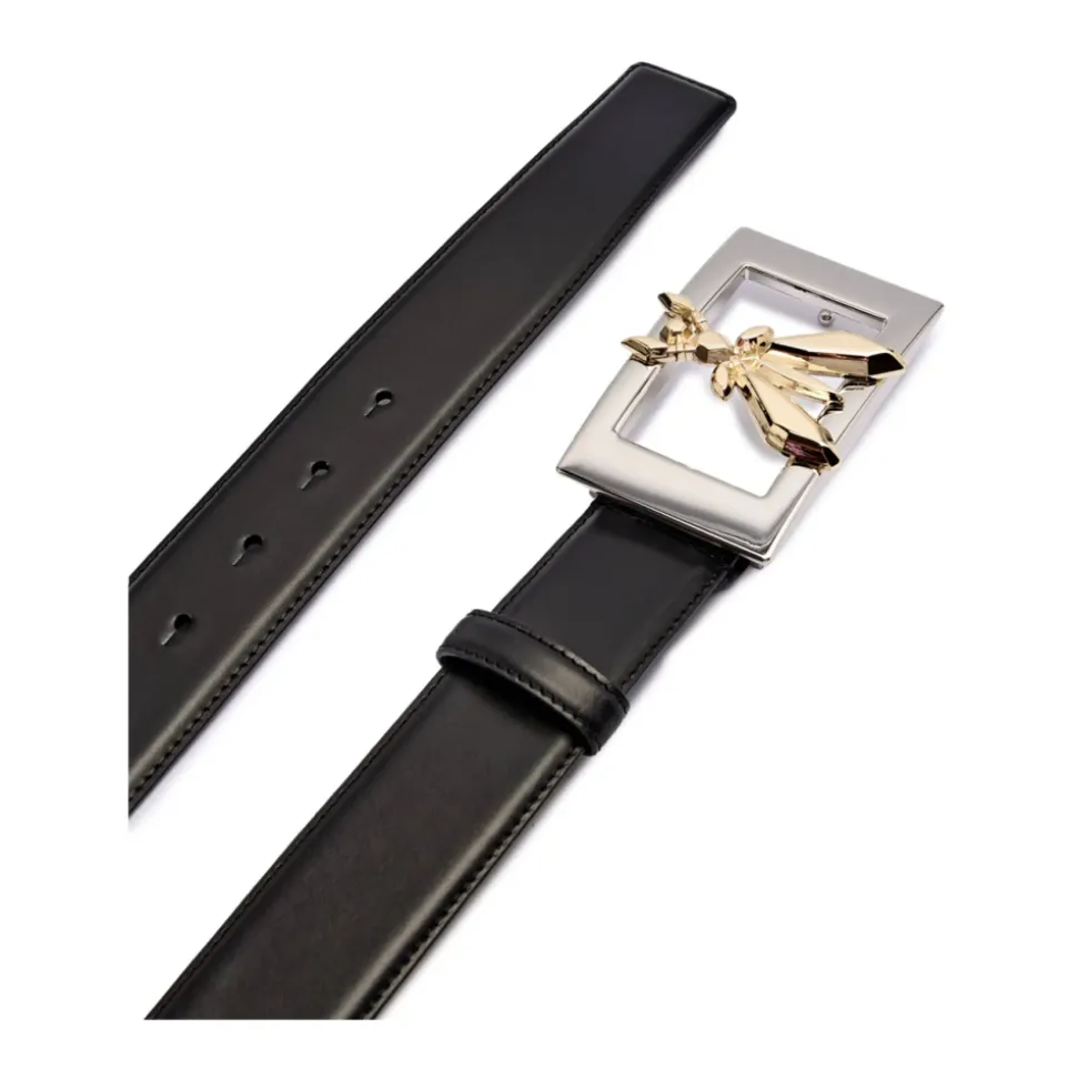 Ceinture en cuir noir avec mouche 3D