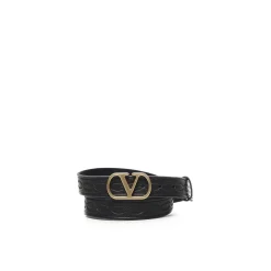 Ceinture en cuir noir avec Vlogo Signature