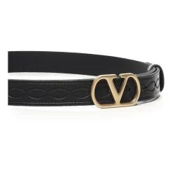 Ceinture en cuir noir avec Vlogo Signature