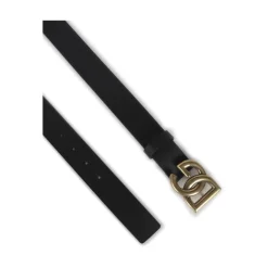 Ceinture en Cuir Noire avec Boucle Logo