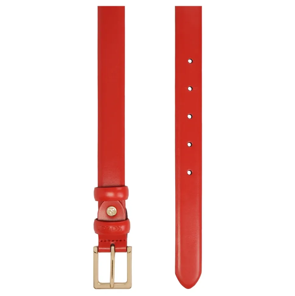 Ceinture en cuir rouge étroite