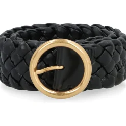Ceinture en Cuir Tressé Boucle Dorée