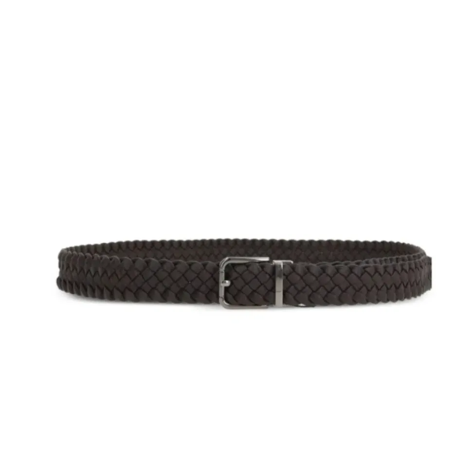 Ceinture en cuir tressé Boucle argentée