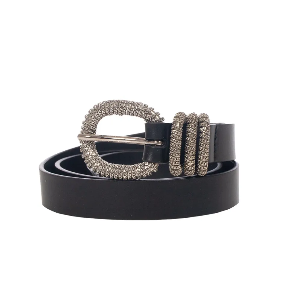 Ceinture en Nappa avec Chaîne Diamant