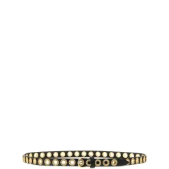 Ceinture en tissu effet cuir avec clous et cristaux