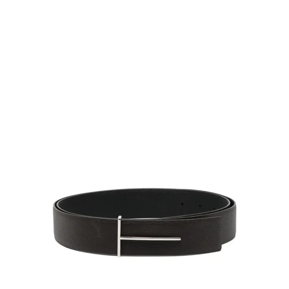 Ceinture fine réversible en cuir grainé T