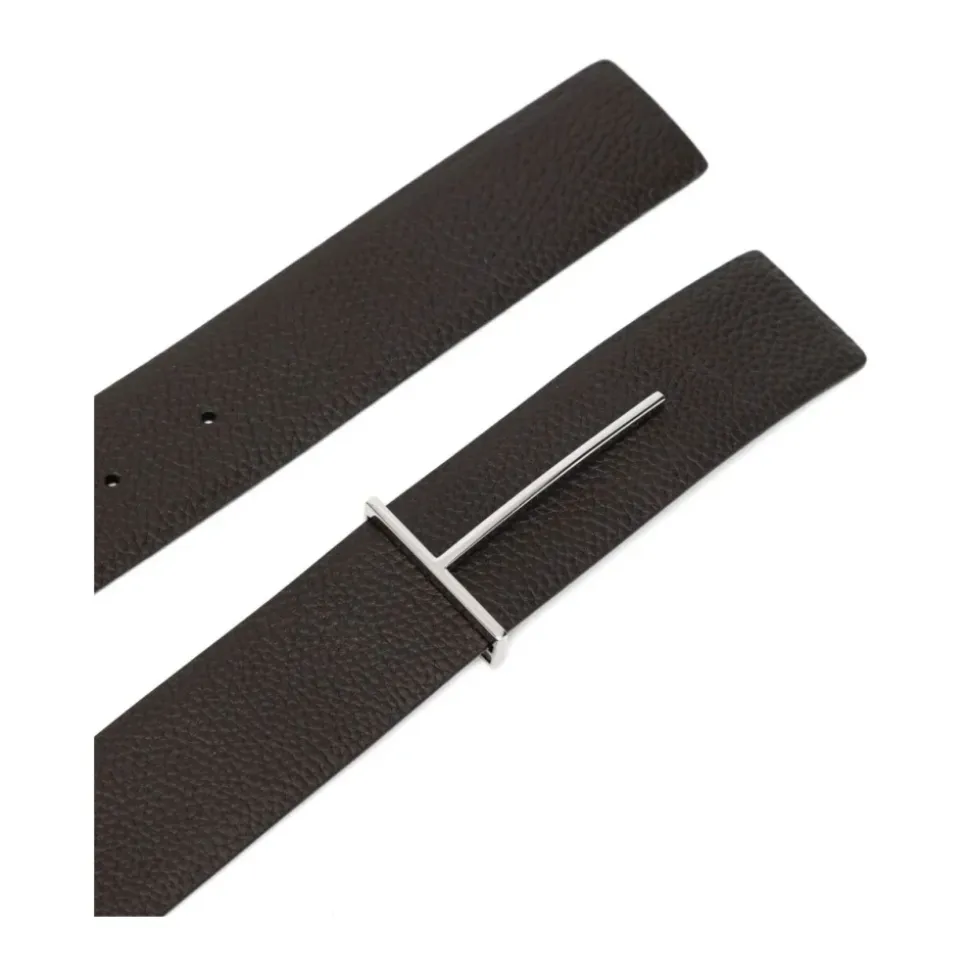Ceinture fine réversible en cuir grainé T