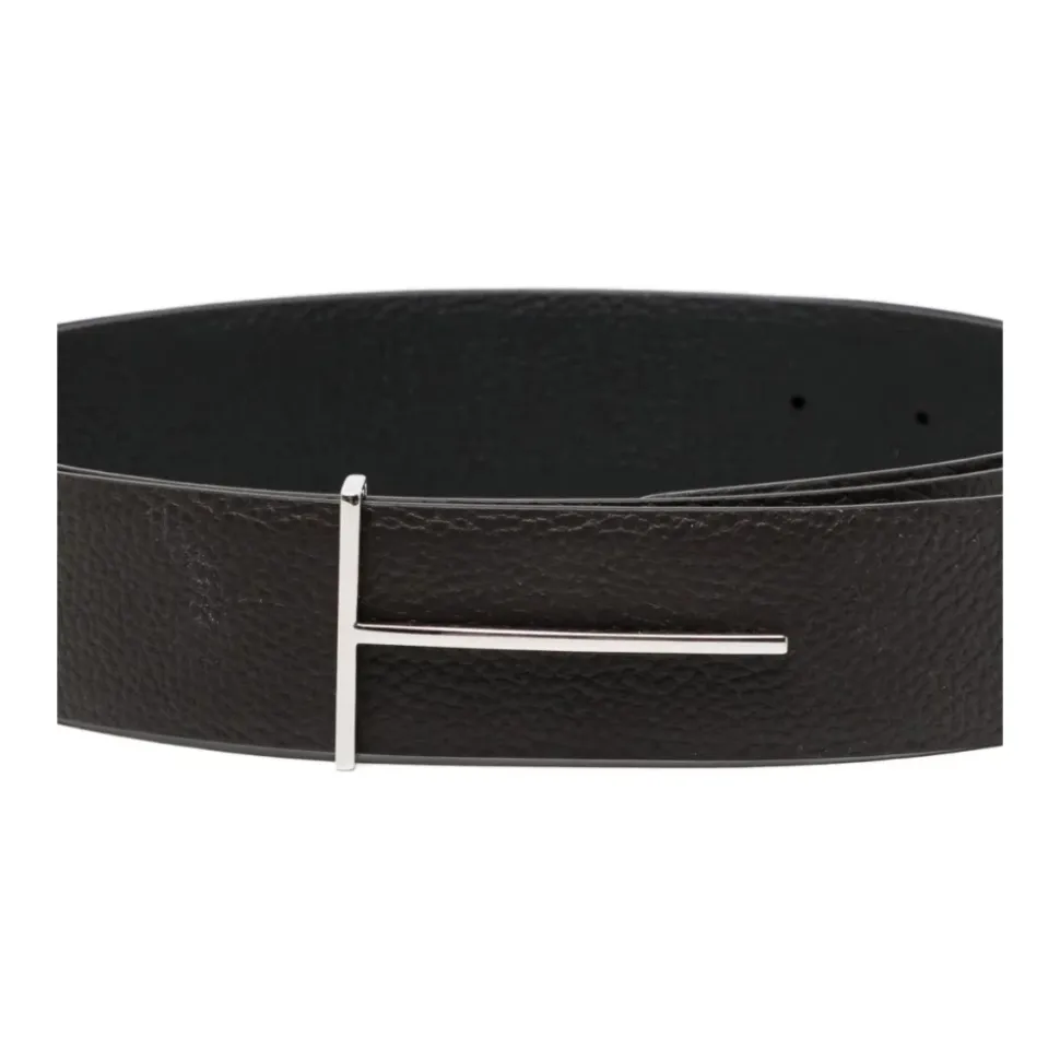 Ceinture fine réversible en cuir grainé T