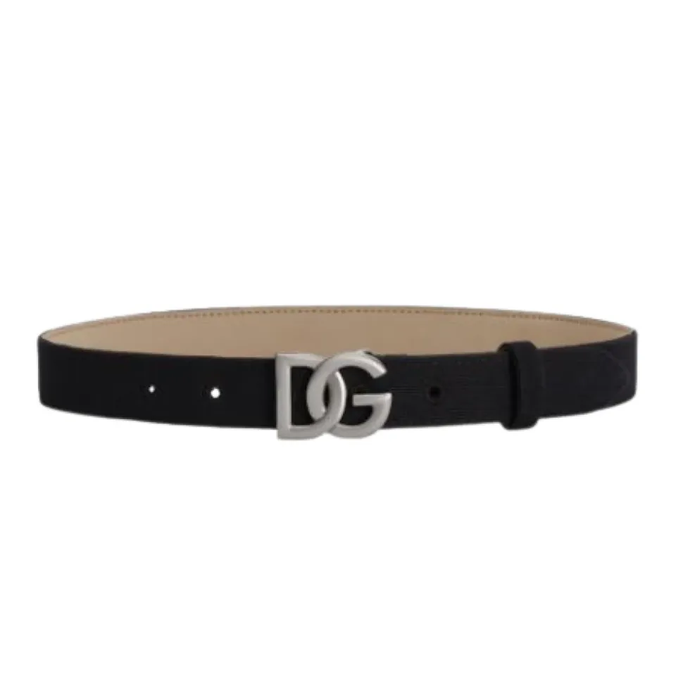Ceinture Logo en Toile et Cuir de Veau