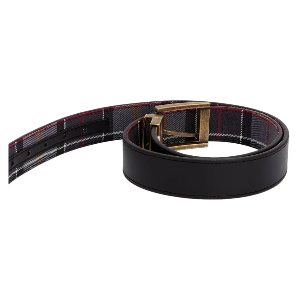 Ceinture réversible en cuir et tissu Modern Tartan