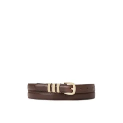 Ceinture étroite en cuir lisse de couleur marron foncé