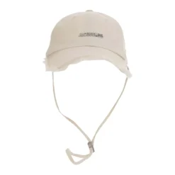 Chapeau Beige Logo Coton Cordon