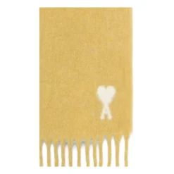 Écharpe Jaune à Franges en Mélange d'Alpaga Monogramme
