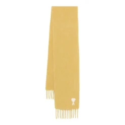 Écharpe Jaune à Franges en Mélange d'Alpaga Monogramme