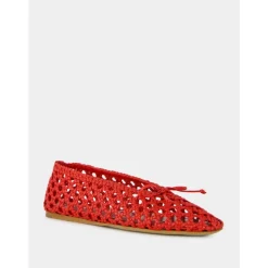 Chausson en Cuir Tissé Cramoisi