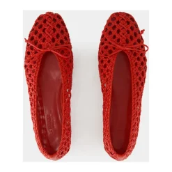 Chausson en Cuir Tissé Cramoisi