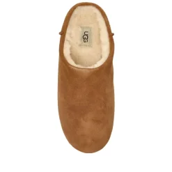 Chaussons en daim marron avec doublure en peau de mouton