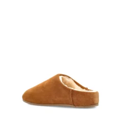 Chaussons en daim marron avec doublure en peau de mouton