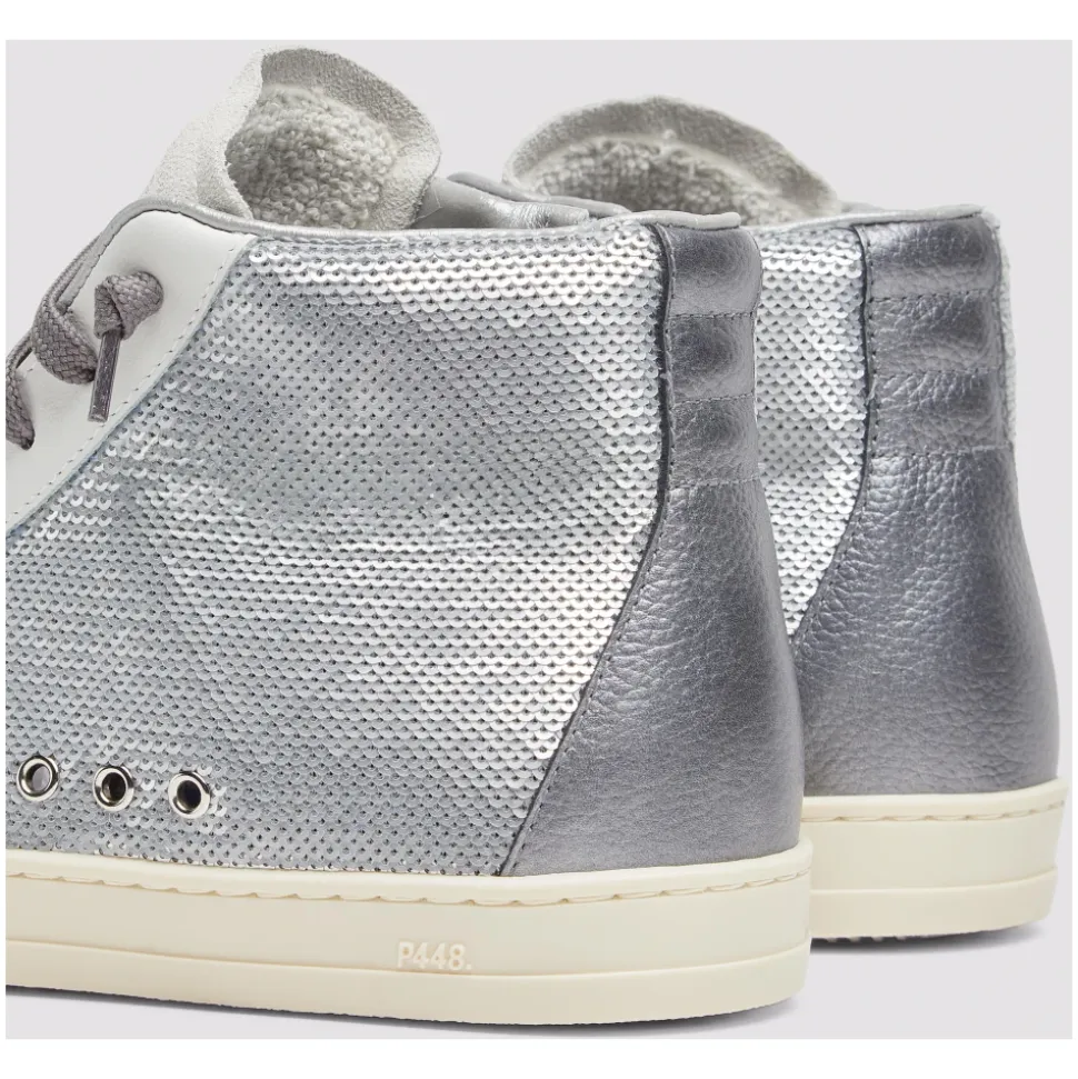 Chaussures de Skate Grises à Paillettes Métalliques