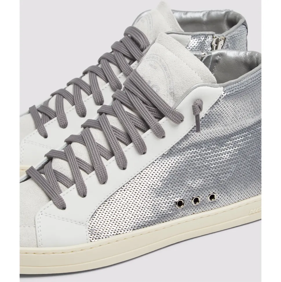 Chaussures de Skate Grises à Paillettes Métalliques