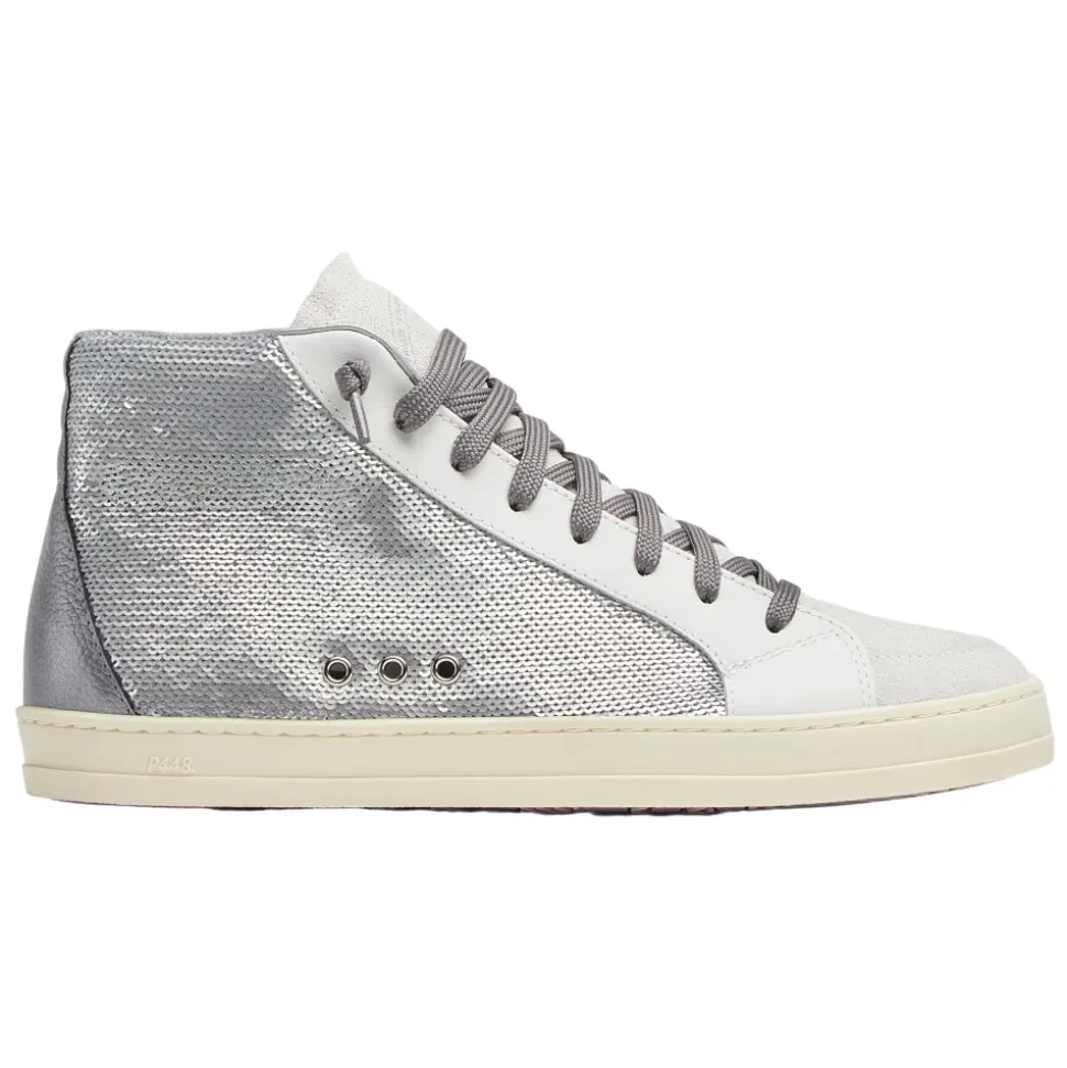Chaussures de Skate Grises à Paillettes Métalliques