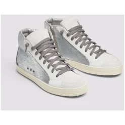 Chaussures de Skate Grises à Paillettes Métalliques
