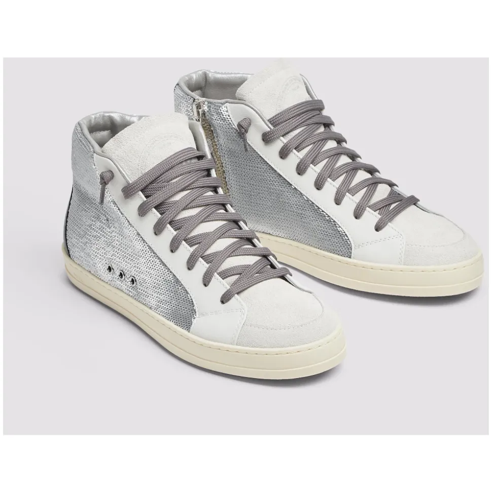 Chaussures de Skate Grises à Paillettes Métalliques