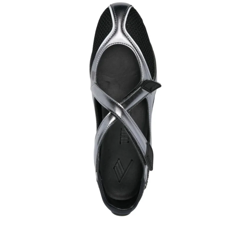 Chaussures plates en soie et nylon noires