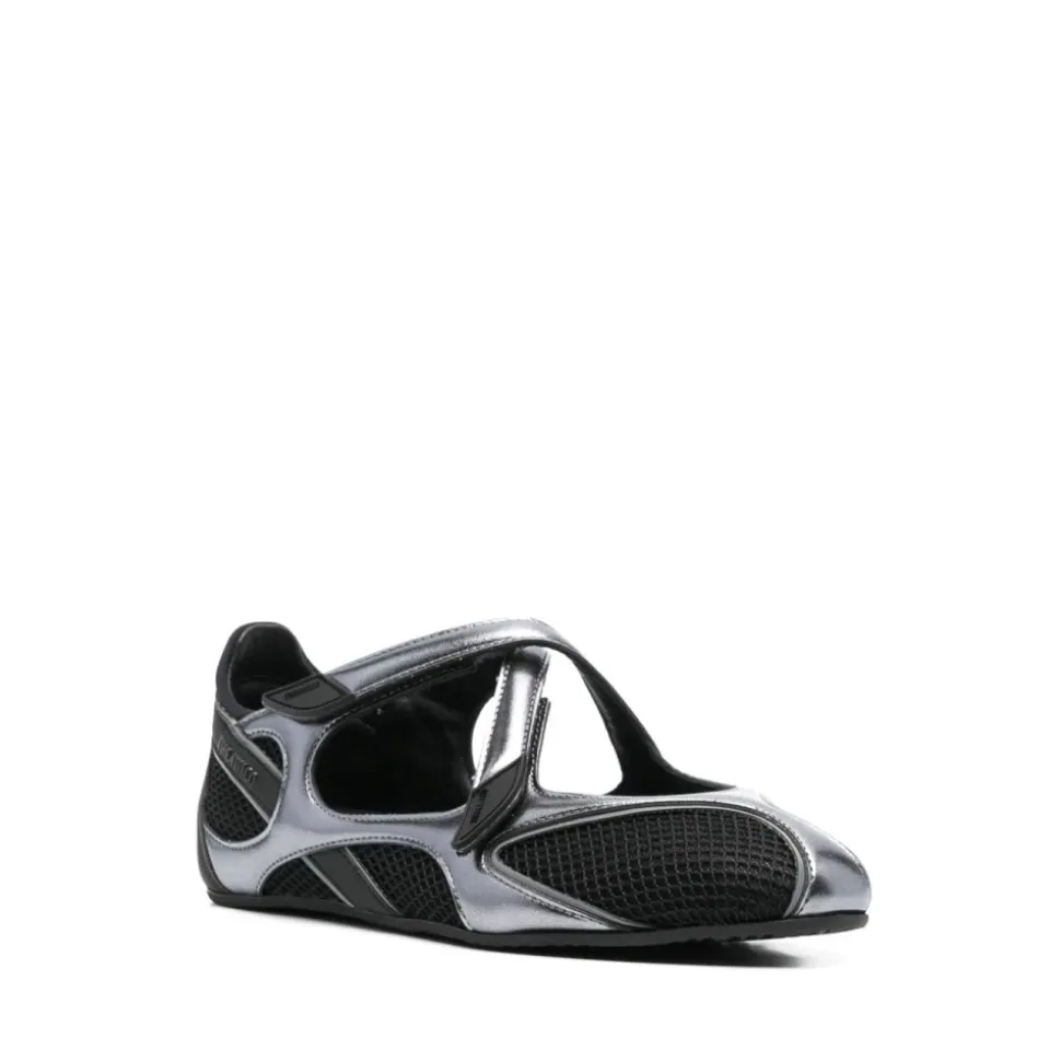 Chaussures plates en soie et nylon noires