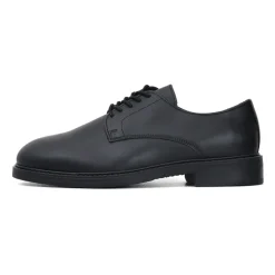 Chaussures plates noires en cuir derby fait main