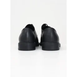 Chaussures plates noires en cuir derby fait main