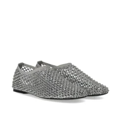 Chaussures Slip-On en Strass Gris