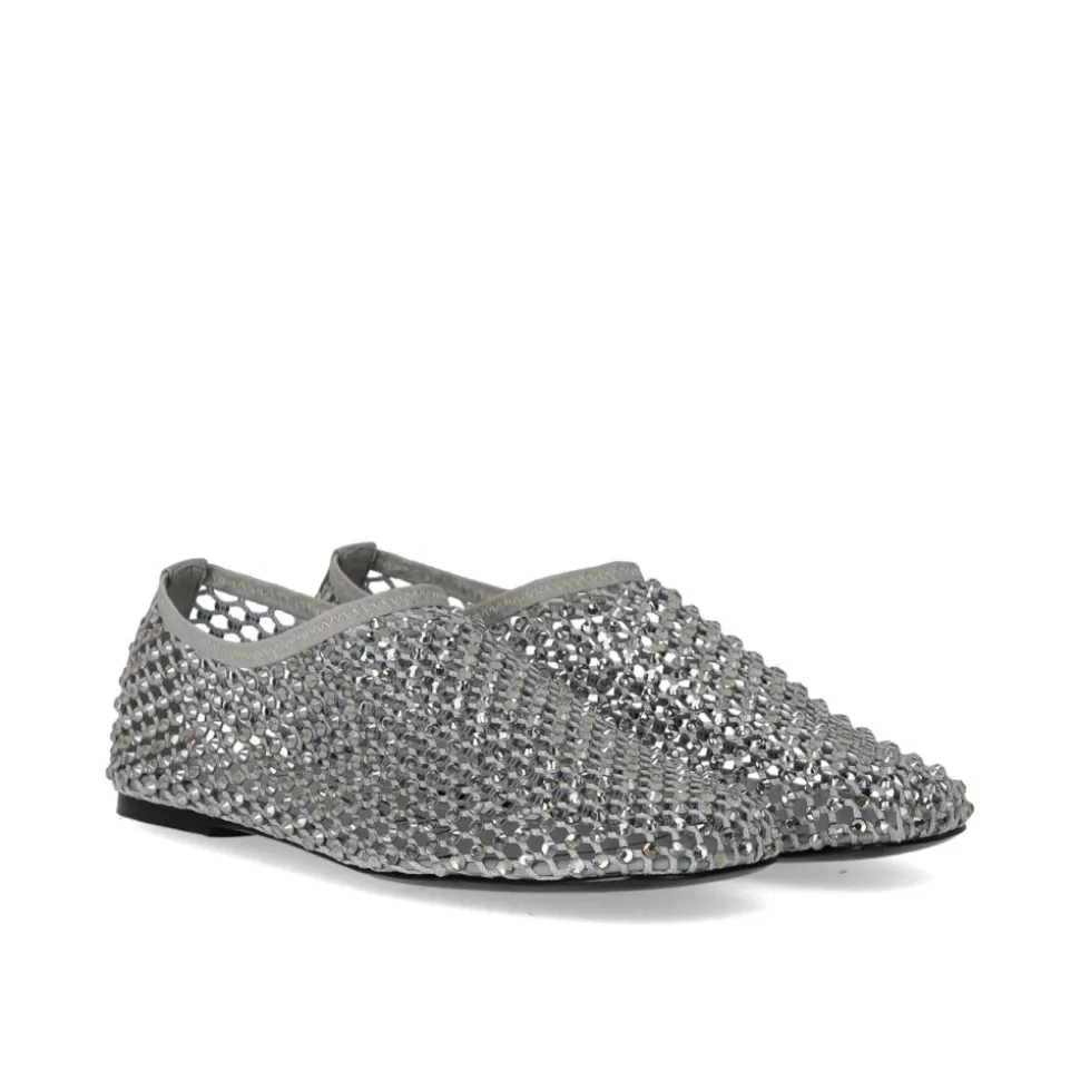 Chaussures Slip-On en Strass Gris