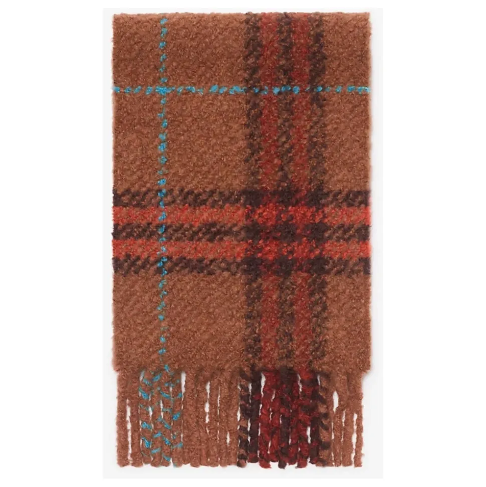Check Alpaca Wool Blend Bouclé Scarf