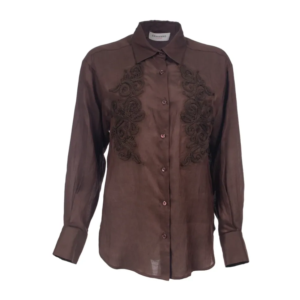 Chemise avec Broderie Florale Ton sur Ton