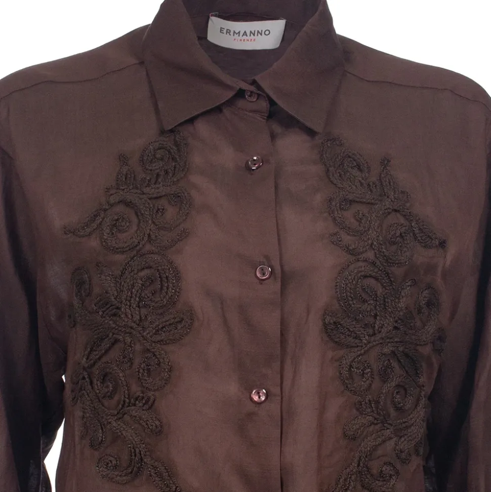 Chemise avec Broderie Florale Ton sur Ton