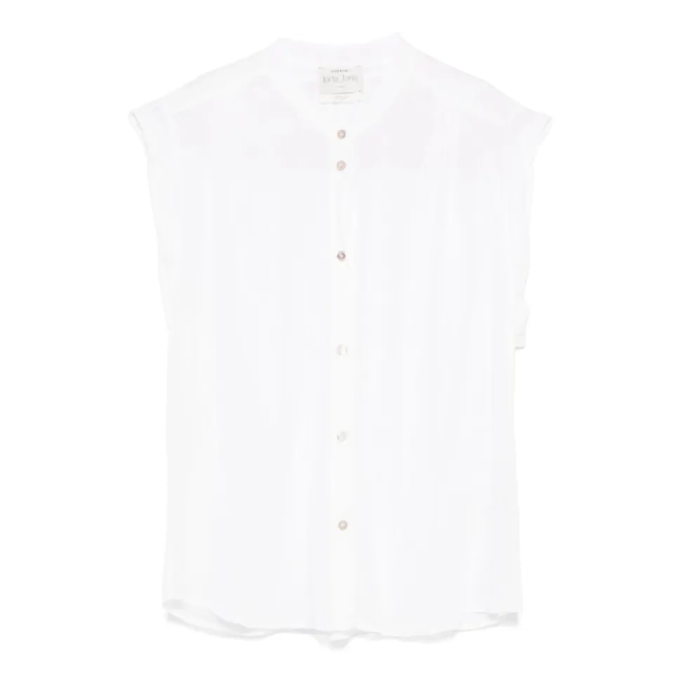 Chemise blanche boutonnée avec détails froncés