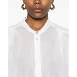 Chemise blanche boutonnée avec détails froncés