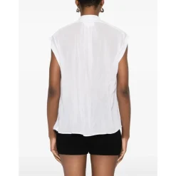 Chemise blanche boutonnée avec détails froncés