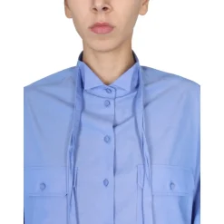 Chemise Boutonnée avec Liens au Col