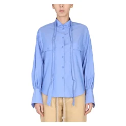 Chemise Boutonnée avec Liens au Col