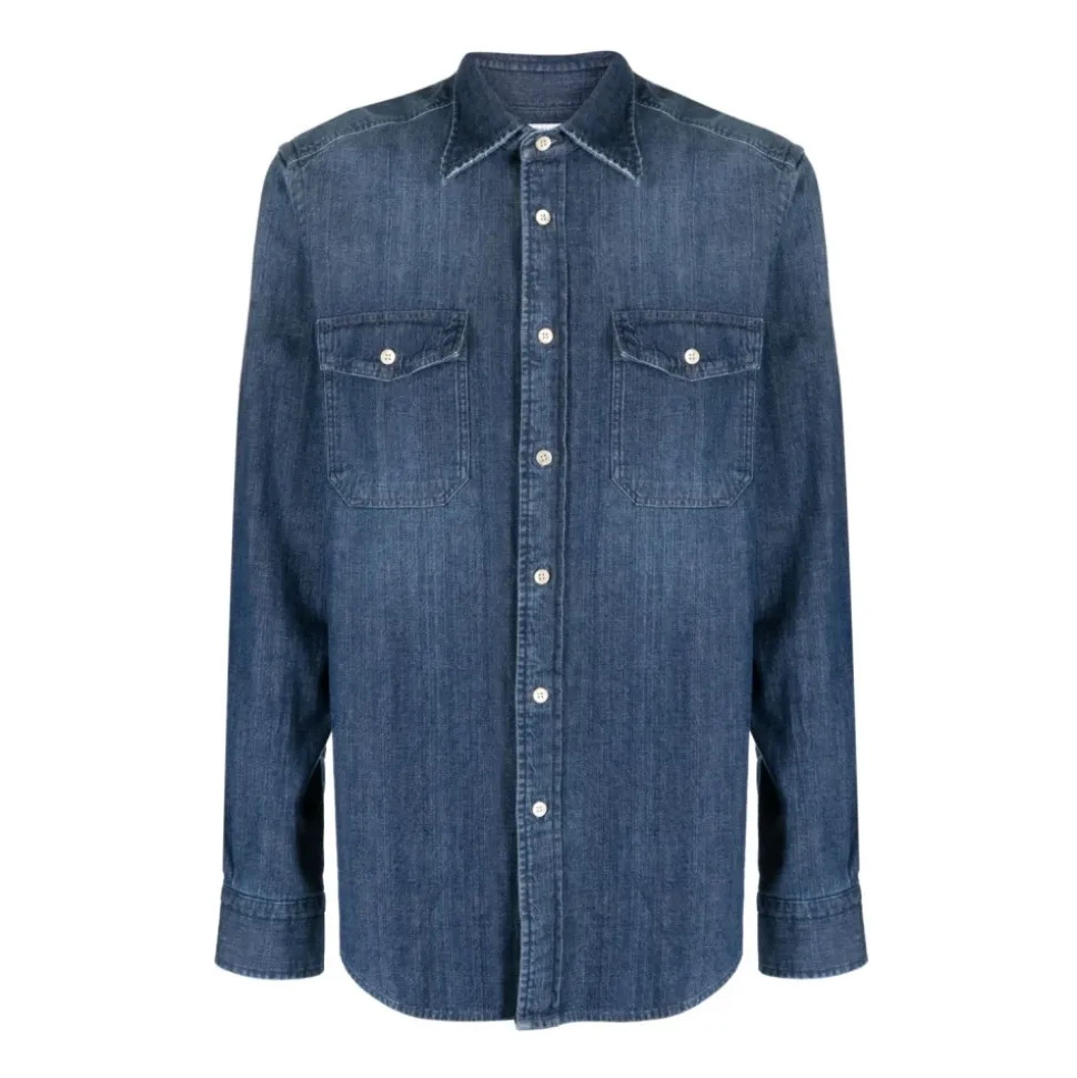 Chemise Boutonnée en Denim Bleu