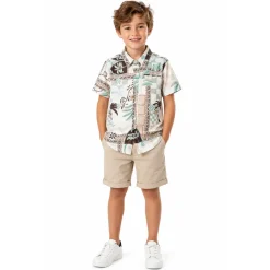 Chemise Camp en Viscose à Imprimé Graphique