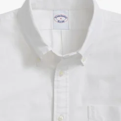Chemise de sport Oxford blanche, coupe droite, col polo boutonné