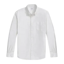 Chemise de sport Oxford blanche, coupe droite, col polo boutonné