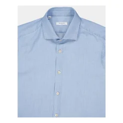 Chemise en Coton Bleu Clair à Boutons