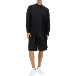 Chemise en coton plissé à franges